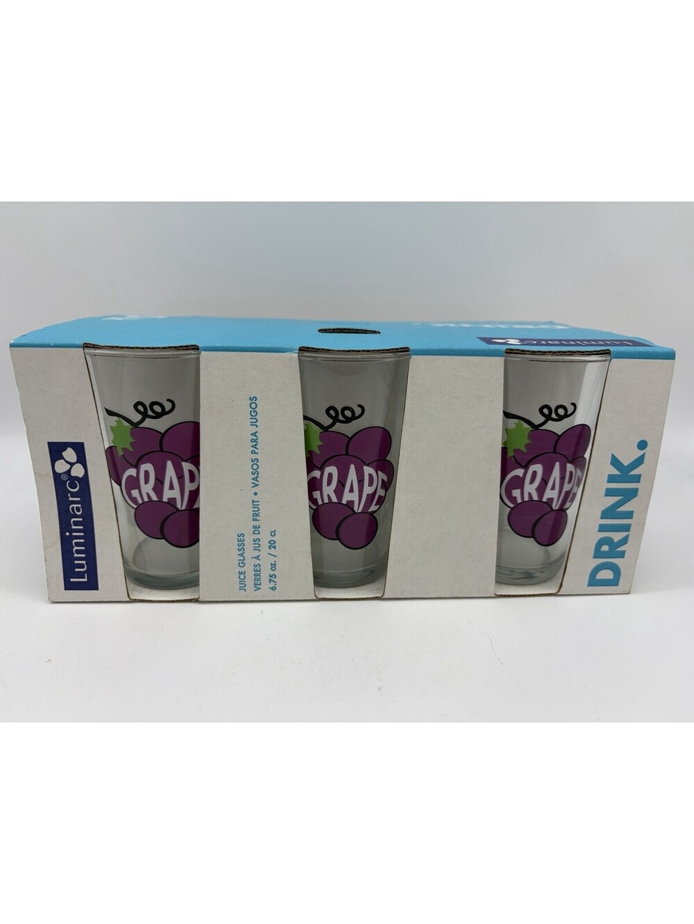 Set of 6 Vintage Luminarc Grape Juice Glasses New NOS 6.75 Oz Retro Tumblers